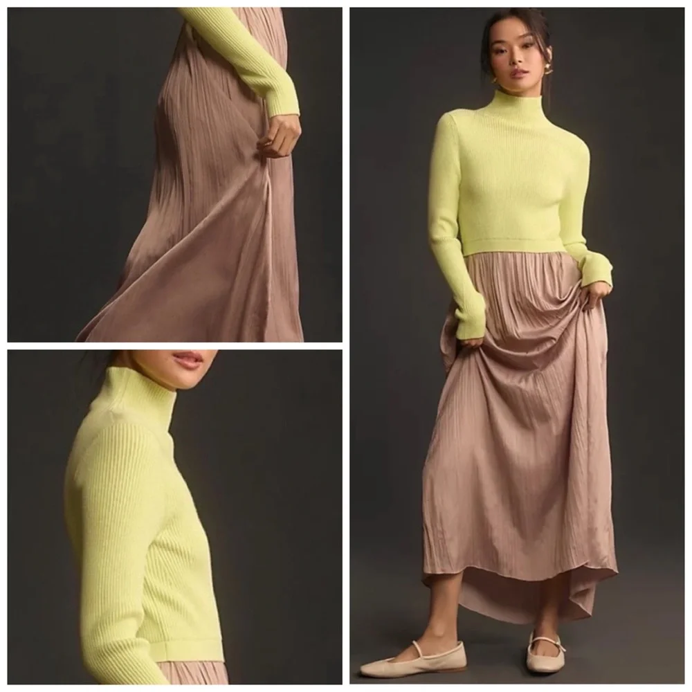 Anthropologie The Thea Twofer Sweater Dress Neutral Combo - Picture 6 of 6